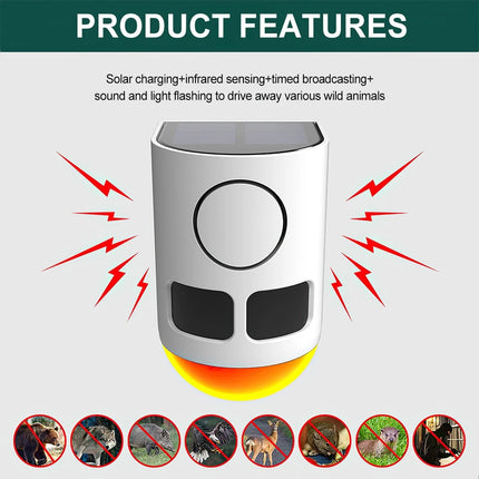 Solar Strobe Alarm Light Motion Sensor Siren 120dB