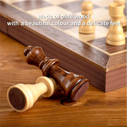 39CM Large Magnetic Chess Wooden Set Folding Chessboard Pieces Wood Board Game