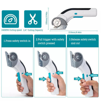 Electric Fabric Scissors Cutter USB for Crafts Sewing Cardboard Cordless Power