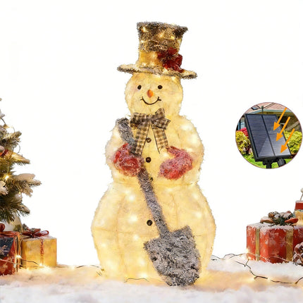 120cm Solar Powered Christmas Decoration Lights Snowman Metal Frame LED Light