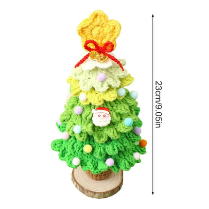 Handmade Crochet Christmas Tree Desktop Knitted Xmas Tree Ornament Desk 23cm Light Green