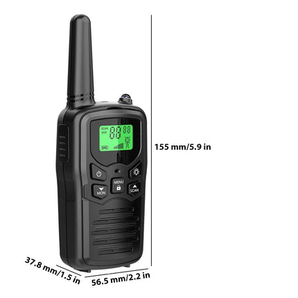 2x  Radios Transceivers 10KM Long Range Two-Way Radios w/ LED Flashlight Black