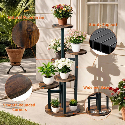 Vertical Plant Stand Indoor Flower Pots Holder Wood Outdoor Tiered Plant Shelf