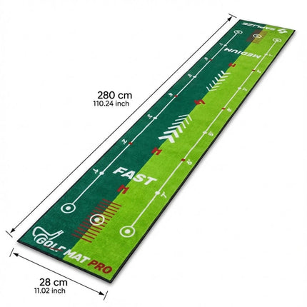 Golf Putting Mat Practice Portable Indoor Outdoor Putter Trainer Practice 280cm