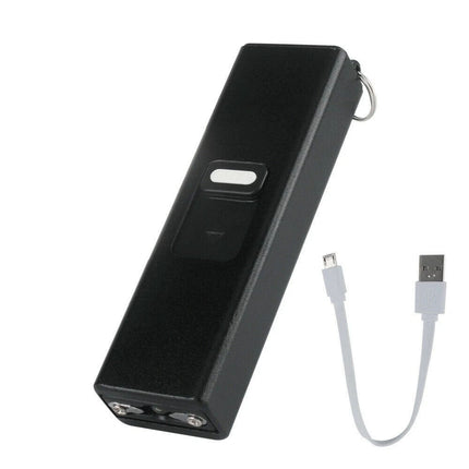 LED Torch Lamp USB Rechargeable Pocket Mini Keychain Keyring Stun Tool