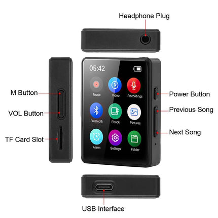128GB Sport Portable Bluetooth Touch MP4/MP3 Lossless Music Player Recorder