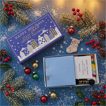 Christmas Cross Stitch Advent Calendar, Stitch Advent Calendar Christmas Blue