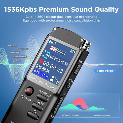Digital Voice Recorder Dictaphone Audio MP3 Player Sound Voice Recording Device