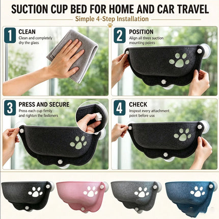 Cat Window Hammock With Strong Suction Cups Pet Kitty Hanging Sleeping Bed NEW