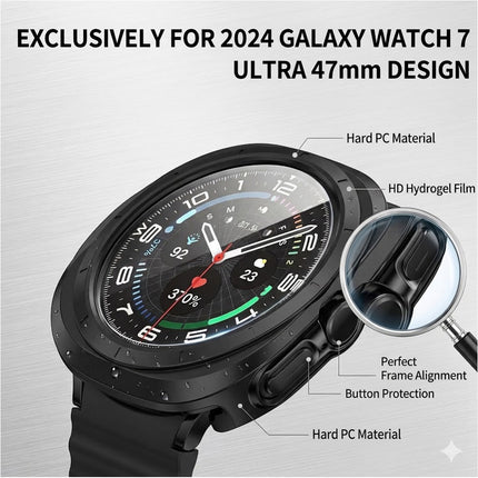 For Samsung Galaxy Watch Ultra 47mm Case Screen Protector Face Cover Smart Black