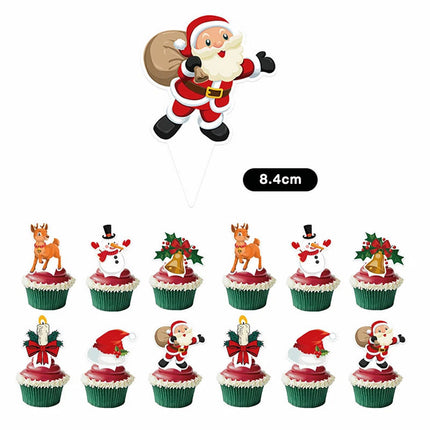 Merry Christmas Party Decoration Set, Banners, Cake & Cupcake Toppers, Balloons
