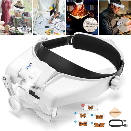5 Lens Adjustable Headband Magnifier Head Magnifier Hands Free Magnifying Glass