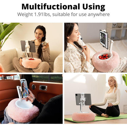 Fuzzy Bowl Phone Holder, Tablet Pillow Stand, Adjustable Phone Holder for Beds