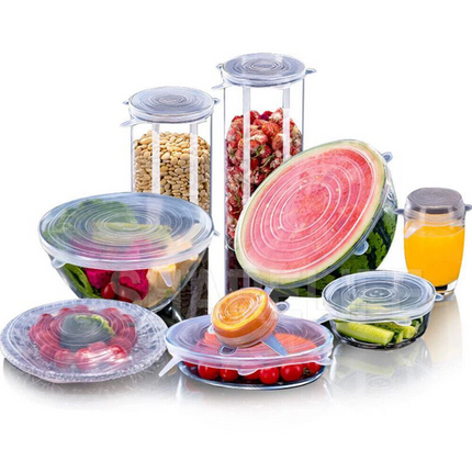 12Pcs Stretch Reusable Silicone Lid Mug Cover Bowl Wrap Food Saver Cover Seal Lids