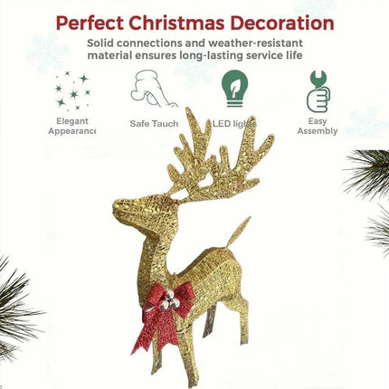 80cm Christmas Decoration Reindeer LED Lights Light up Solar Iron Frame Door