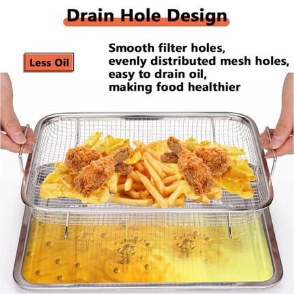 Silver Air Fryer Basket for Oven Stainless Steel Air Fryer Pan and Crisper Tray