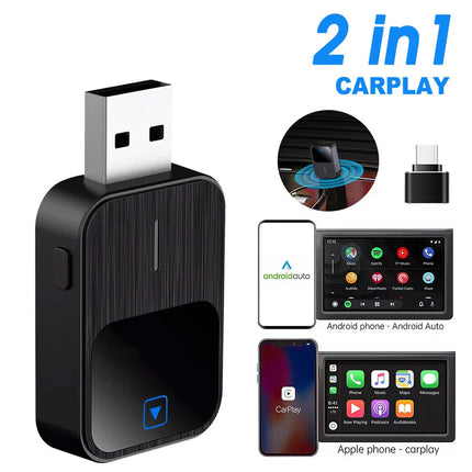 Wireless Carplay Adapter Android Auto USB Car Dongle 2 in 1 Mini Auto Navigation