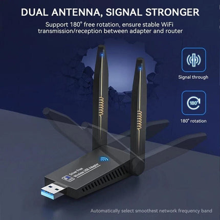 1300Mbps USB 3.0 WiFi &amp; Bluetooth Adapter, 5GHz Dual Band Network Dongle Receiver