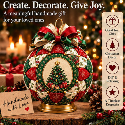 DIY Christmas Tree Patchwork Ornament Kit – Holiday Craft Sewing Kit for Beginners and Adults