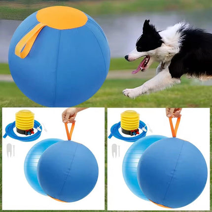 Inflatable Ball Interactive Dog Toy Pet Play Ball Dogs Herding Ball W/Air Pump