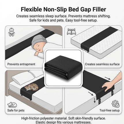 Bed Bridge Twin to King Converter Kit Mattress Extender/ Joiner Connector Strap