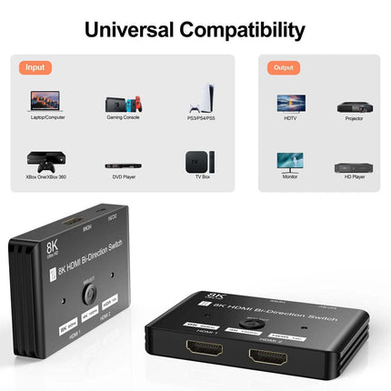 Upgrade Bi-Direction HDMI 8K Switch Switcher HUB Adapter For HDTV PS4 PS5 Xbox