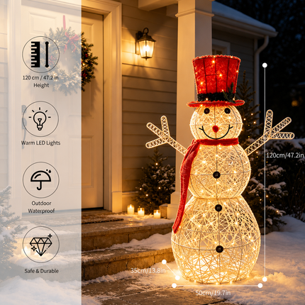 70cm Lighted Snowman Christmas Decoration LED Metal Frame Holiday Indoor Outdoor