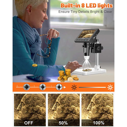 4.3" LCD Digital Microscope Coin Magnifier 1000x LCD Digital Microscope Coin Microscope for Collector