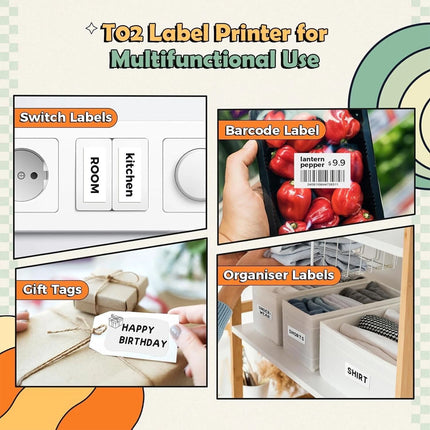 T02 Mini Pocket Bluetooth Thermal Printer Wireless Photo Inkless Sticker Yellow