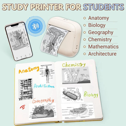 Mini Pocket Thermal Printer Bluetooth Wireless Photo Notes Inkless Sticker Paper