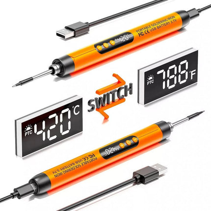 Cordless Soldering Iron Kit Usb Rechargeable Digital Display 5-speed Temperature