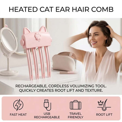 Electric Cordless Heated Hair Volume Clip- Root Clips for Curly Hair Volume Pink