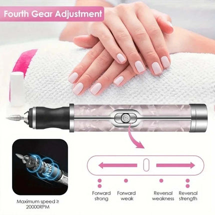 Electric Nail Drill Machine Cordless Toe Nail File for Acrylic Gel Pink