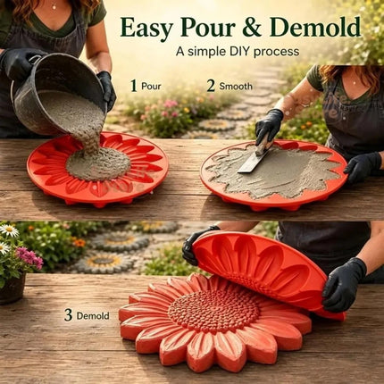 Sunflower Stepping Stone Mold Concrete Mold Stepping Stone Garden Path Decor