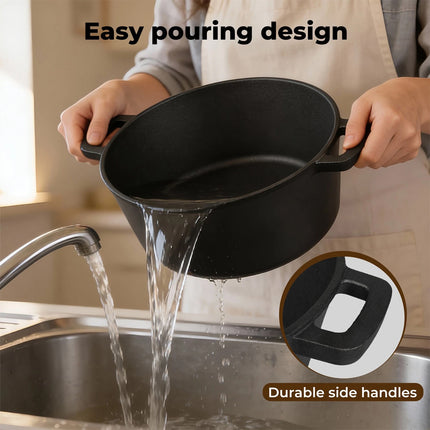 26cm 2in1 Double Dutch Oven Combo Cooking Pot Pan Cast Iron for Grill/ Roast-ing