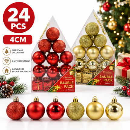 24Pcs Christmas Baubles Ornament Tree Balls Decor Xmas Wedding Party Decoration