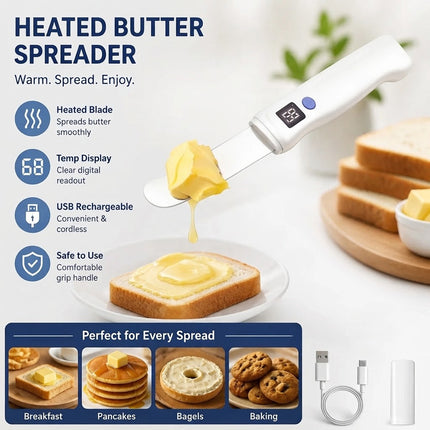 Heated Butter Knife With Digital Display, Stainless Steel Heated Butter Spreader