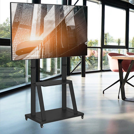 Mobile Rolling TV Floor Stand Mount, Universal Flat Panel Bracket for 32-100 Inch TVs
