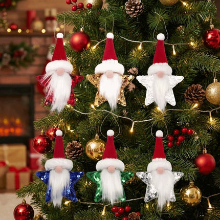1Pcs DIY Sequin Star Christmas Pendant Xmas Tree Christmas Decor Window Decor