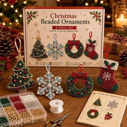 Christmas Beaded Ornaments Kit Beading DIY Kit Holiday Gift Making Gifts