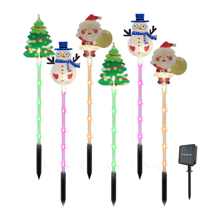 6PCS Solar Star Snowflake Lawn Stake Lights for Christmas Outdoor Yard Decor