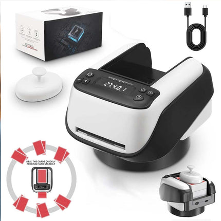 Automatic Card Shuffler and Dealer, 2 in 1 360° Rotating Card Shuffling+Dealing