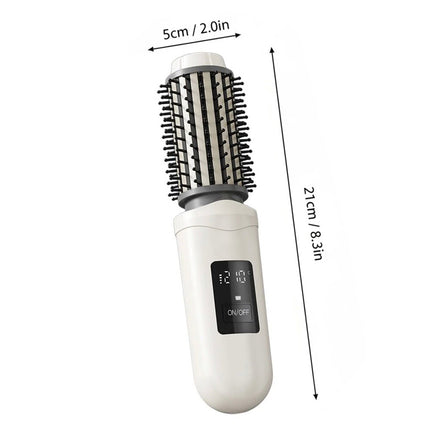 White Cordless Hot Brush & Hair Styler, Portable Travel Heated Curling Brush & Hair