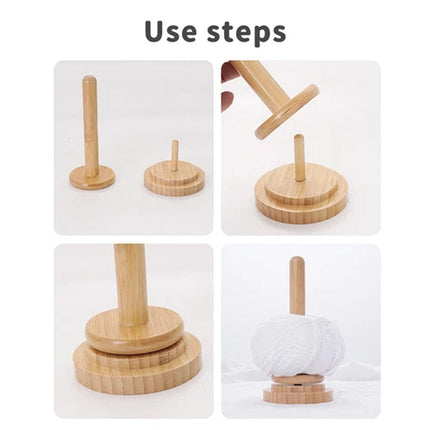 2PC Wooden Yarn Holder Rotating Yarn Storage Wool & Thread Holder for Knitting