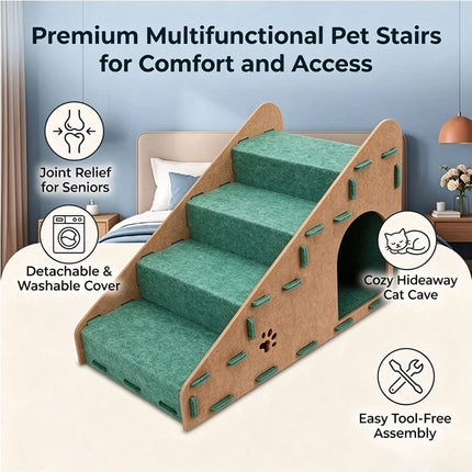 4 Step Ramp Stairs for Sofa & Chair NonSlip Sturdy Pet Steps Cats Dogs