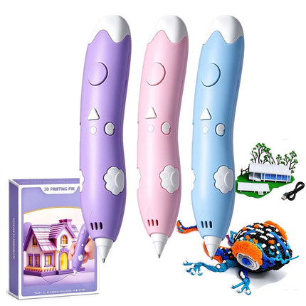 Rechargeable 3D Printing Pen 3Color PCL Filaments For DIY Crafting Drawing Gifts