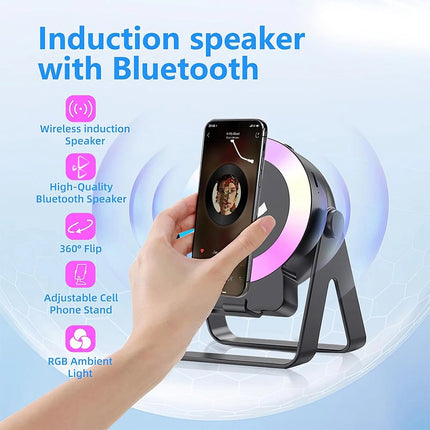 4 in 1 Rotatable Phone Stand with Wireless Induction Audio Speaker Phone Holders
