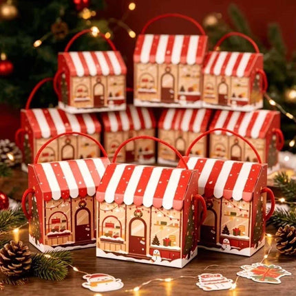 10Pcs Snowman Printed Christmas House Gift Boxes New Year Party