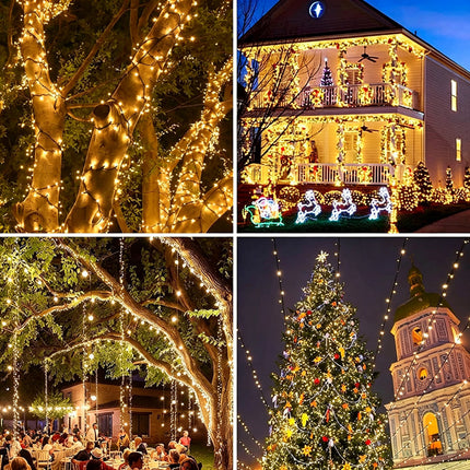 Solar String Fairy Lights Outdoor LED Party Wedding Christmas Decor Splash Resistant 2pack 200LED 22M Warm White