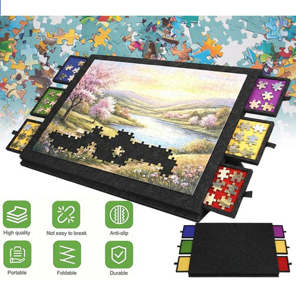 Felt Puzzle Platform Tilting Jigsaw Puzzle Board Adjustable Stand With 6 Drawers